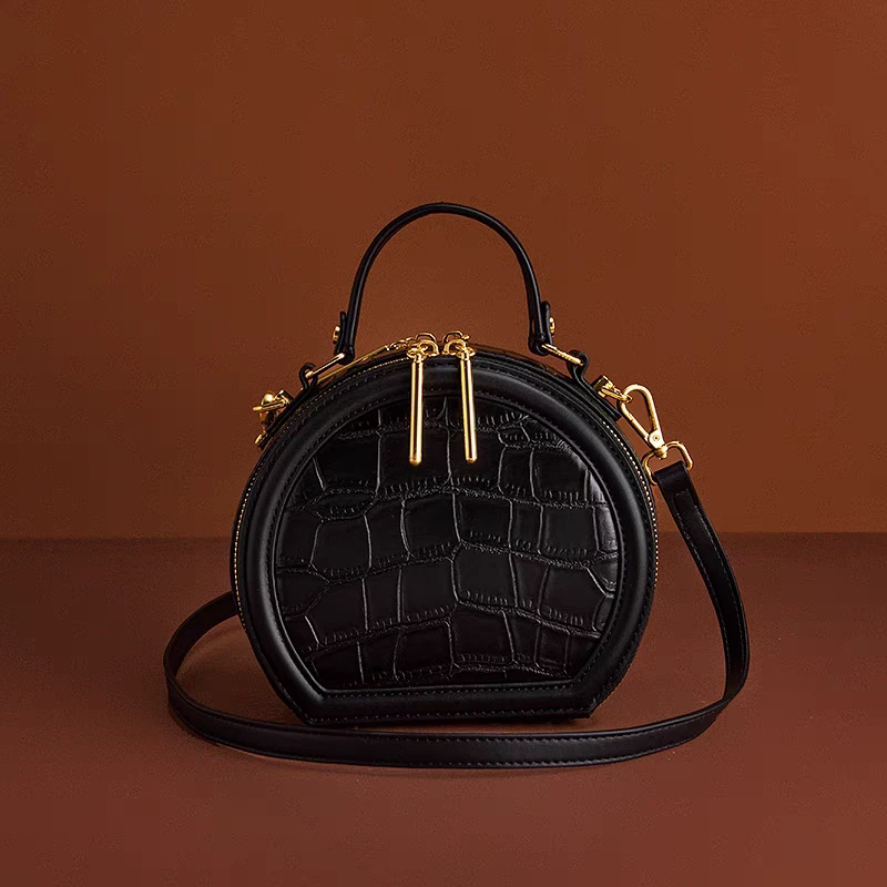 2025新款圆饼包苹果包3145-2黑色