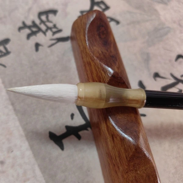 善琏湖笔厂双羊牌纯羊毫软毫仿羊角木杆出峰2.9cm口径0.7cm