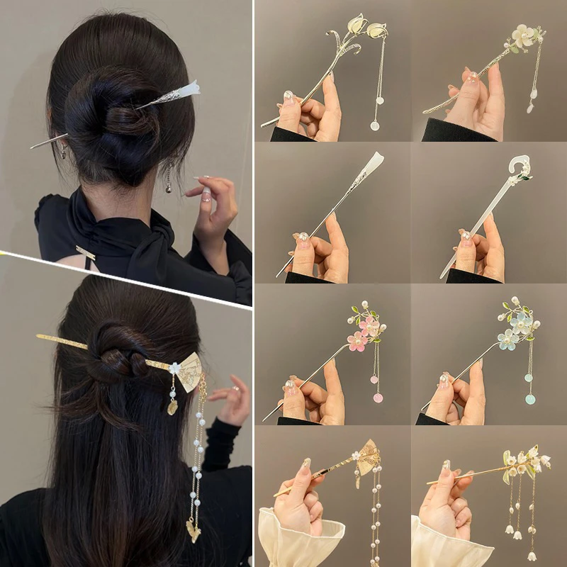 古风汉服发饰女童盘头发发簪子国风女孩步摇头饰流苏发钗发饰批发