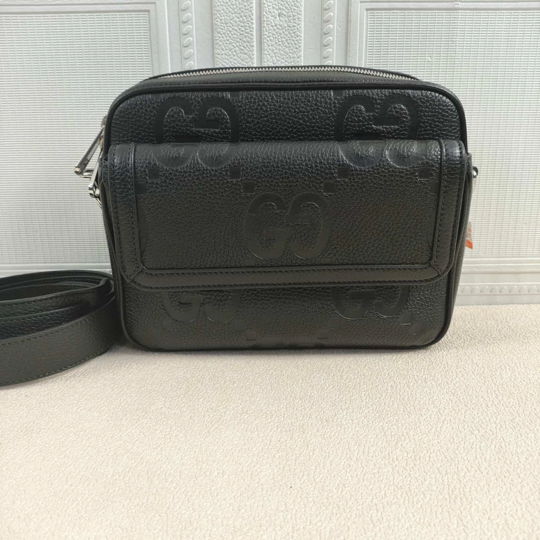 99新 GUCCI/古驰 麦殿甄选/古驰全皮单肩斜挎包23cm黑色