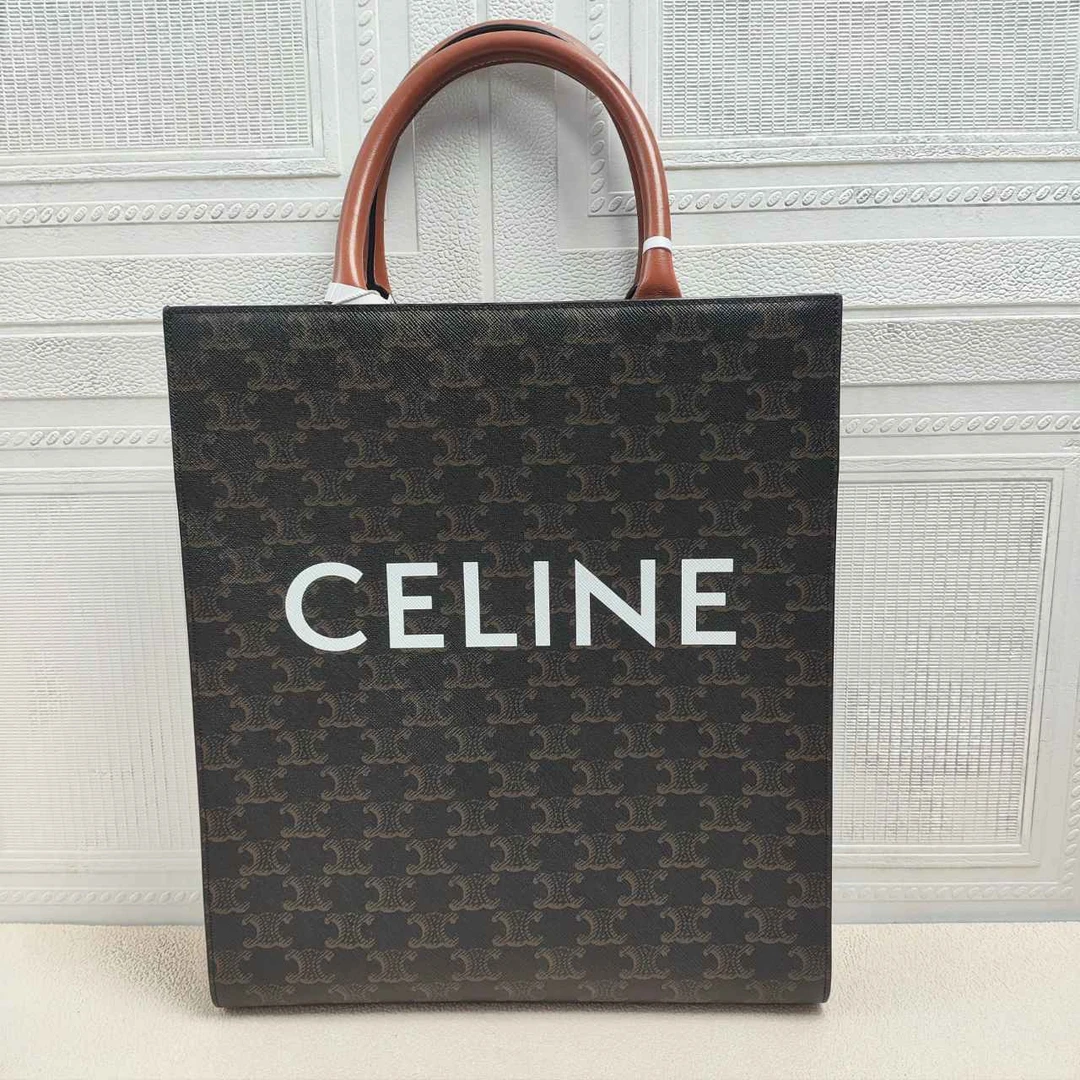99新 Celine/思琳 麦殿甄选/赛琳凯旋门牛皮28cm棕色/手提单肩包