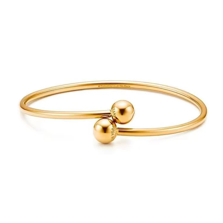 99新 Tiffany & Co./蒂芙尼 蒂芙尼双珠手镯18k金/女士手镯