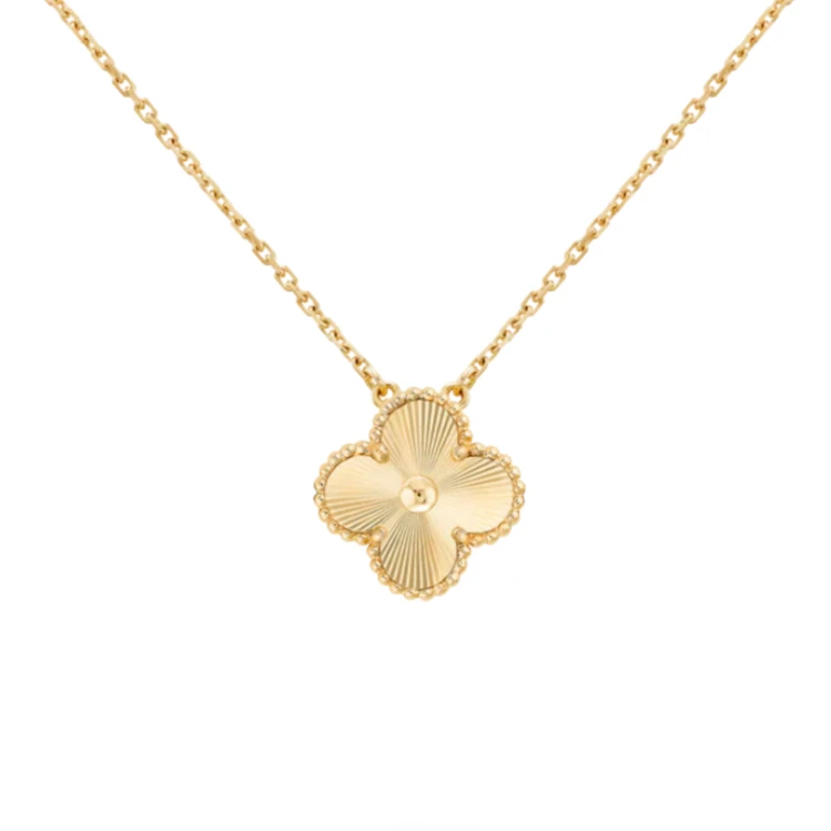 99新 梵克雅宝 梵克雅宝18k黄金镭射中花项链