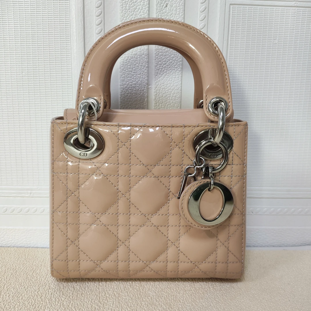 99新 DIOR/迪奥 麦殿甄选/迪奥漆皮三格戴妃底长17cm/手提包