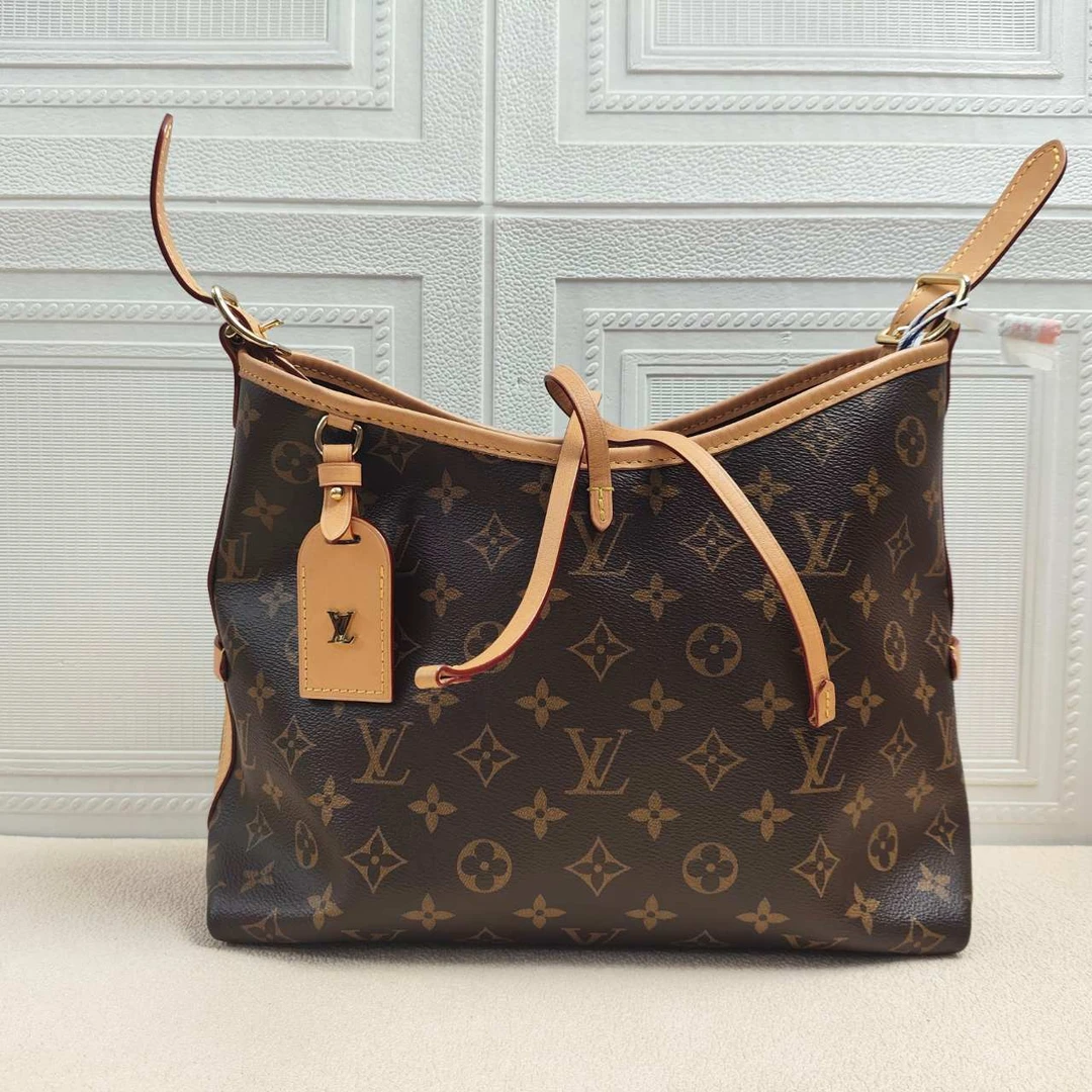 95新 LV lv老花carryall底长28cm棕色23年款/单肩斜挎包