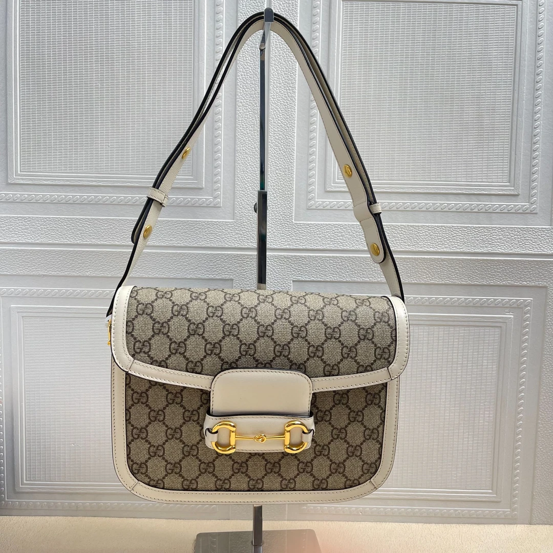 95新 GUCCI/古驰 麦殿甄选/古驰老花1955中号白色/单肩斜挎包