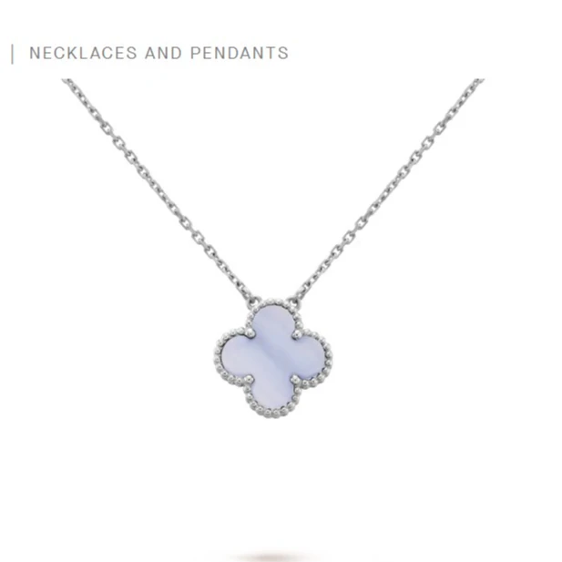 99新 梵克雅宝 VCA紫玉髓四叶草项链中号白金/21全套