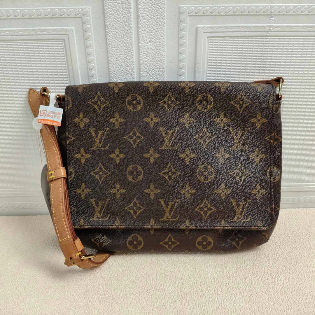 95新 LV 麦殿甄选/LV老花中古腋下包底长26棕色/王菲