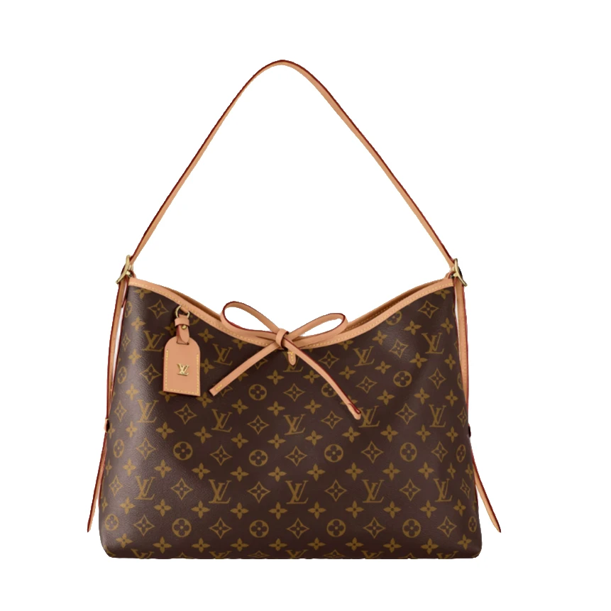 95新 LV 麦殿甄选/LV老花carryall中号底长39CM棕色芯片款/斜挎包