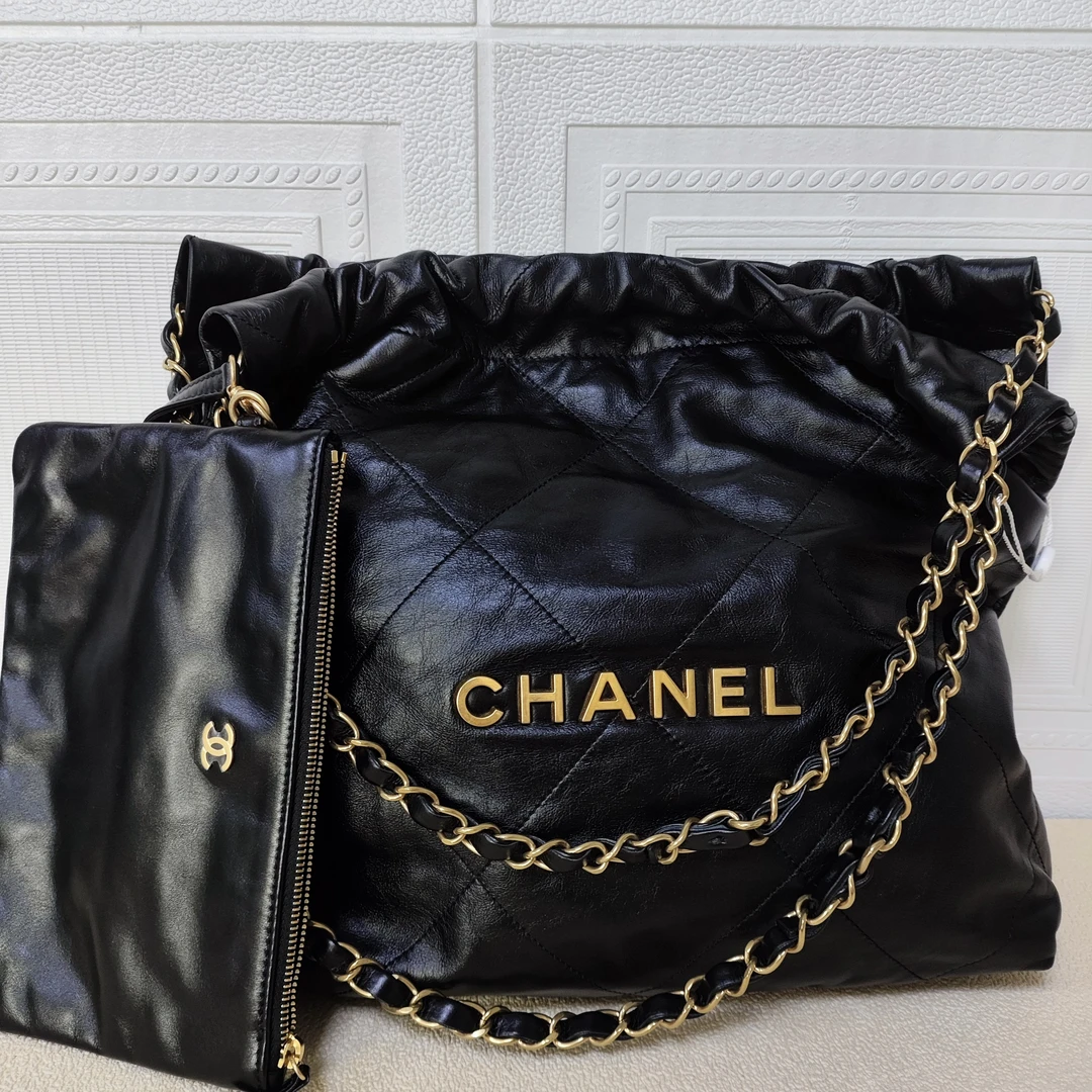 99新 Chanel/香奈儿 麦殿甄选/香奈儿牛皮22bag小号黑色金扣芯片