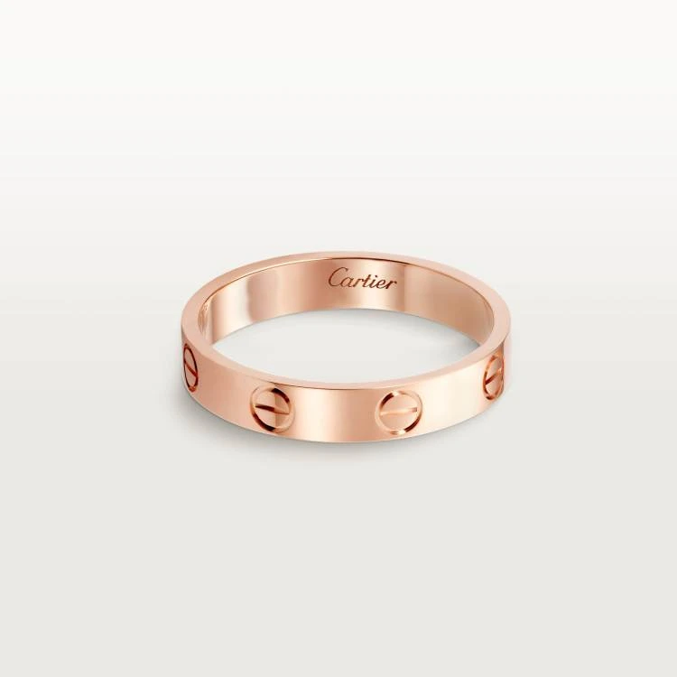 99新 Cartier/卡地亚 卡地亚18K玫瑰金Love窄版无钻戒指59码