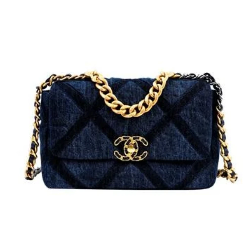 99新 Chanel/香奈儿 麦殿甄选/牛仔19bag底长26cm深蓝色芯片款