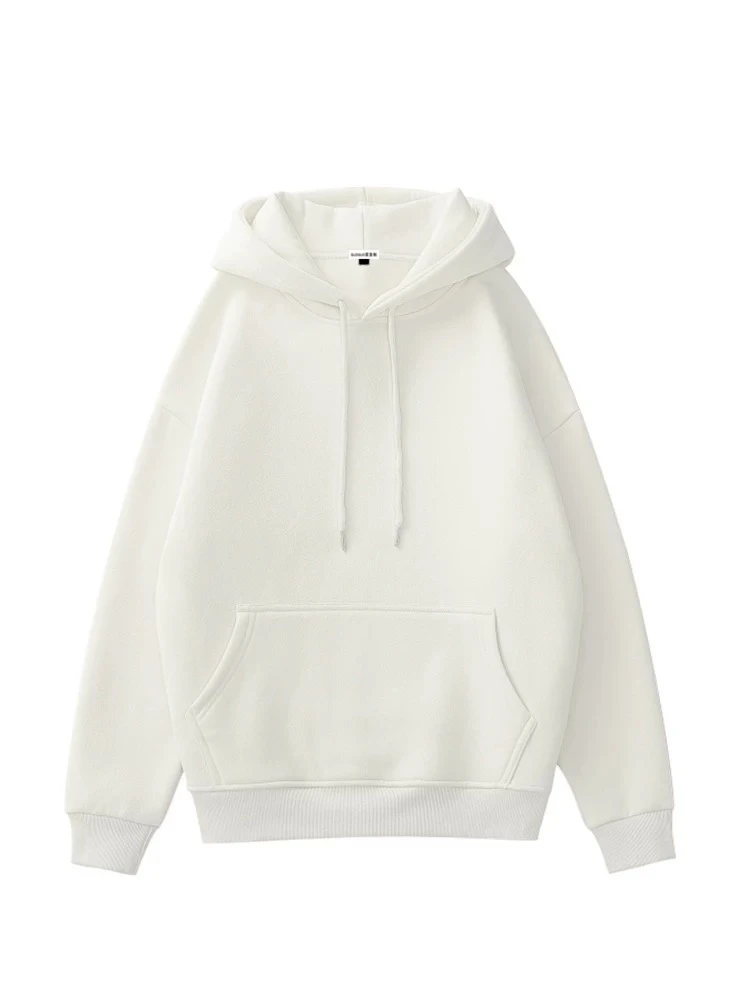 手绘印花白色加绒加厚银狐BABY绒440克卫衣外套