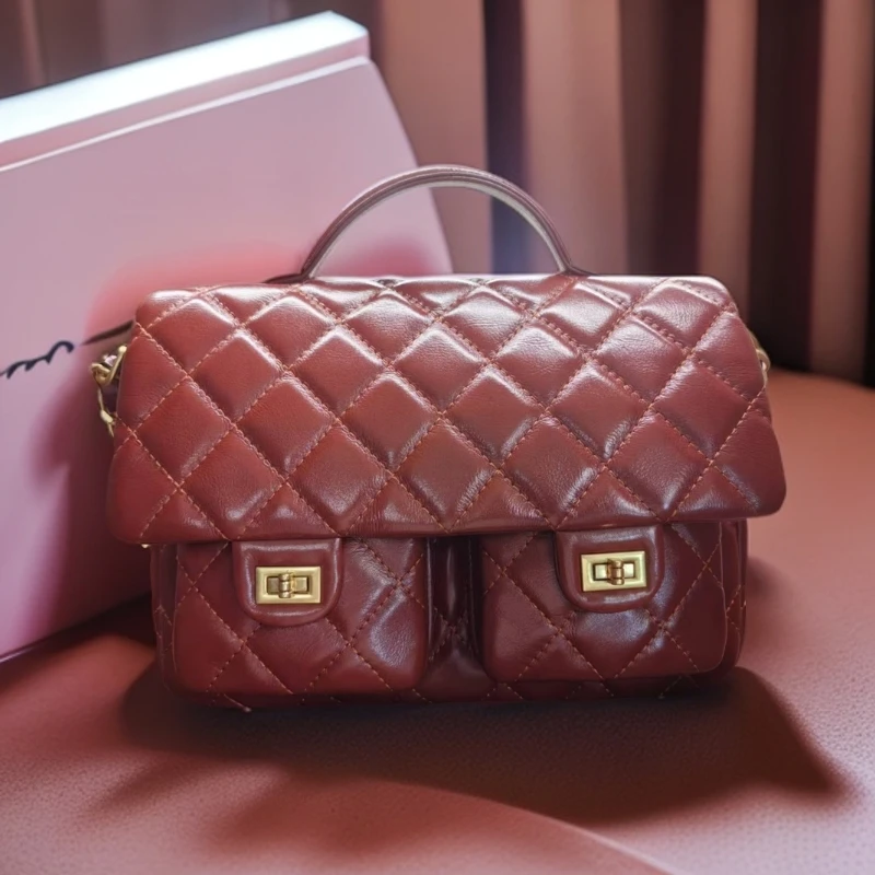 AIDAI/爱黛{秋冬新款） 手提高级感优雅气质菱格包 20*5*15