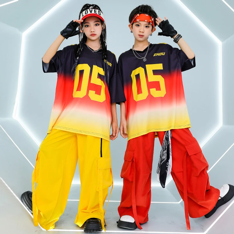 街舞儿童潮服嘻哈六一演出服男童套装hiphop女童酷帅元旦表演服
