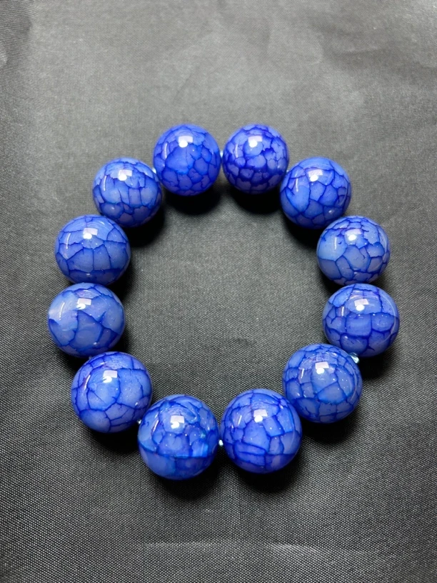德石福珠宝，龙胆克蓝茵兰玛瑙手串