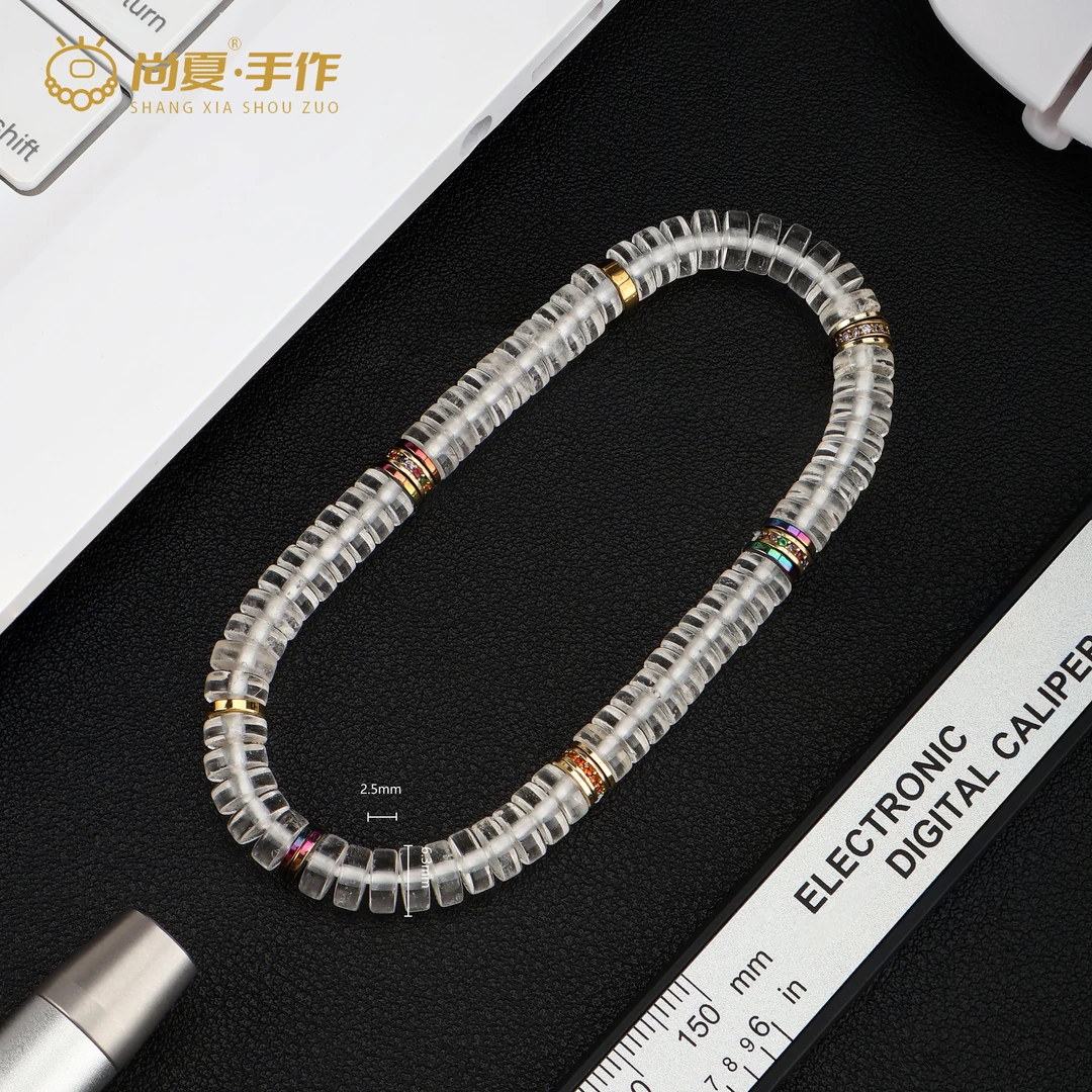 尚夏6MM满配白水晶隔片手串时尚百搭款