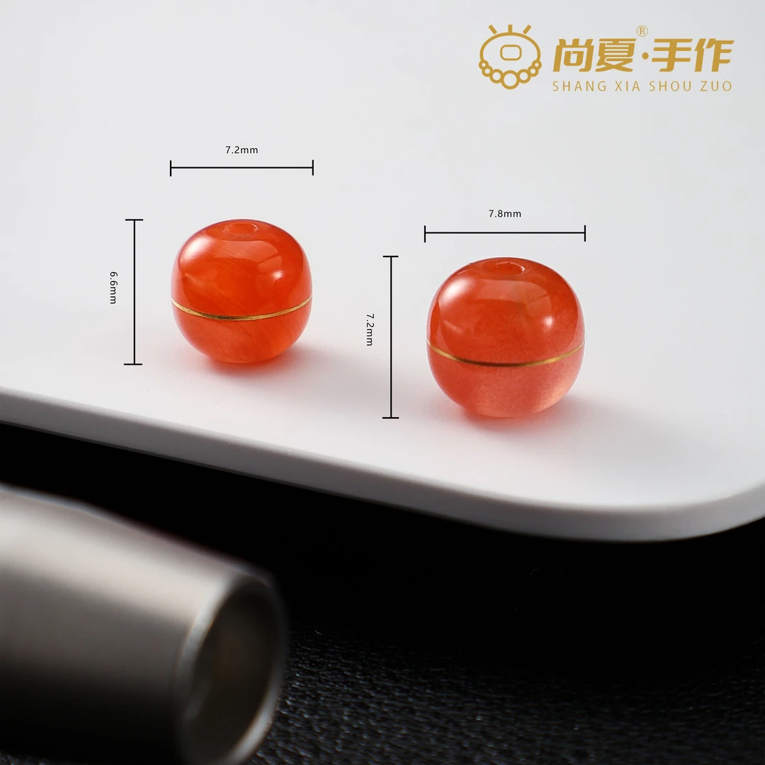 尚夏【赤系列】南红腰带汉堡珠顶珠配饰YJ005