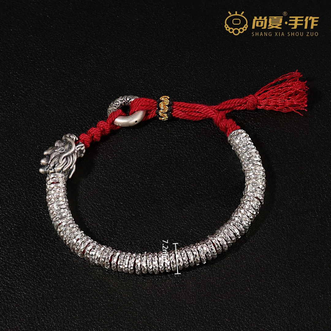 尚夏 925银手链 999银盘龙手串28克JS003