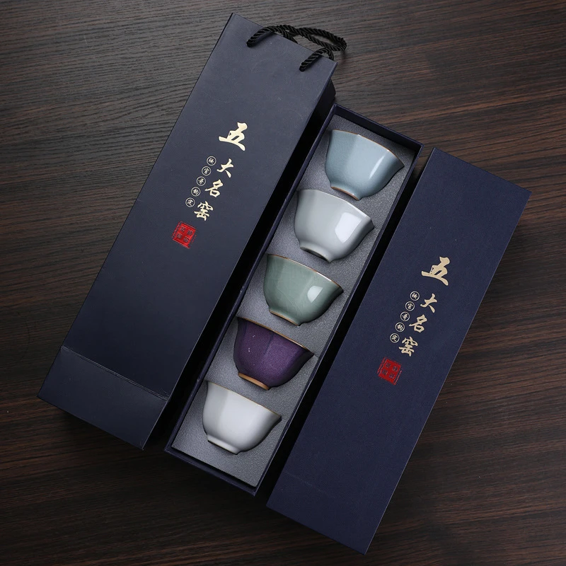 五大名窑功夫茶杯茶具小套装家用景德镇汝窑陶瓷主人杯品茗杯茶盏