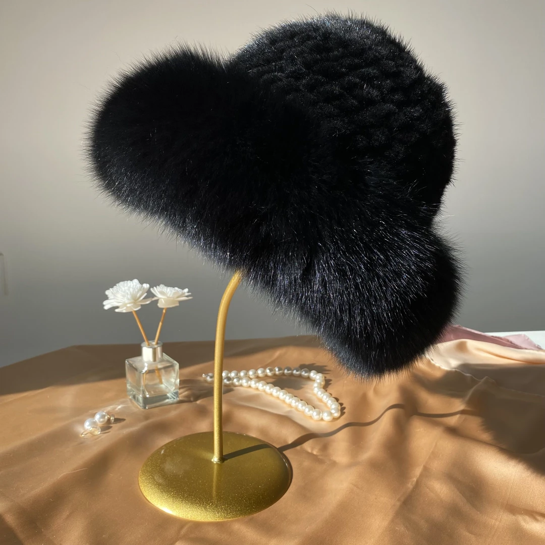 水貂狐狸公主帽子百搭保暖韩版时尚网红