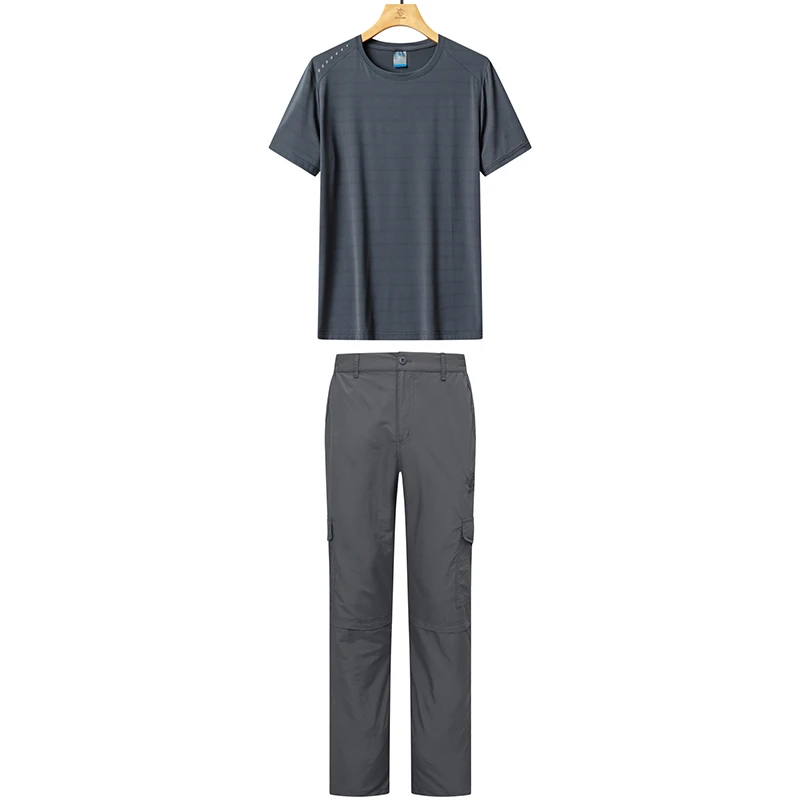 23F2006T恤长裤两件套高腰薄款男士休闲夏季男装舒适宽松快干男式