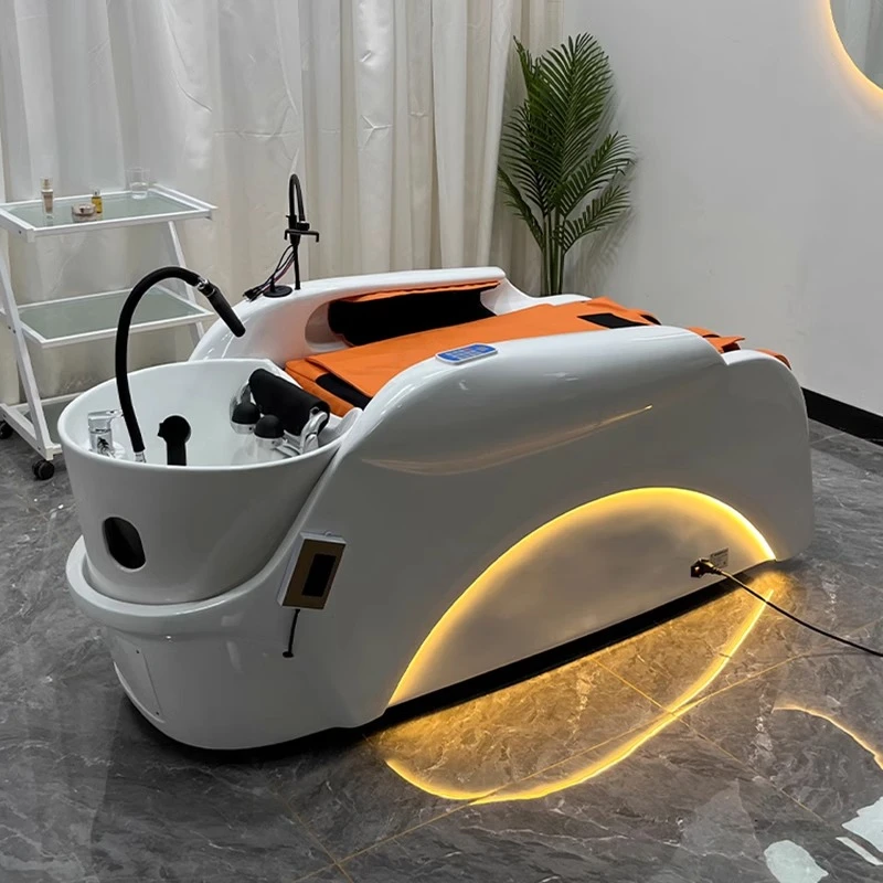 智能电动按摩洗头床全自动美发店发廊专用陶瓷盆熏蒸水循环头疗床