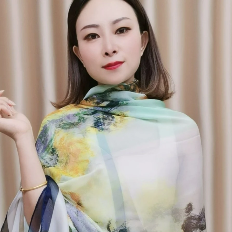 293 云纹纱130x180左右雅室兰馨沙滩巾丝巾