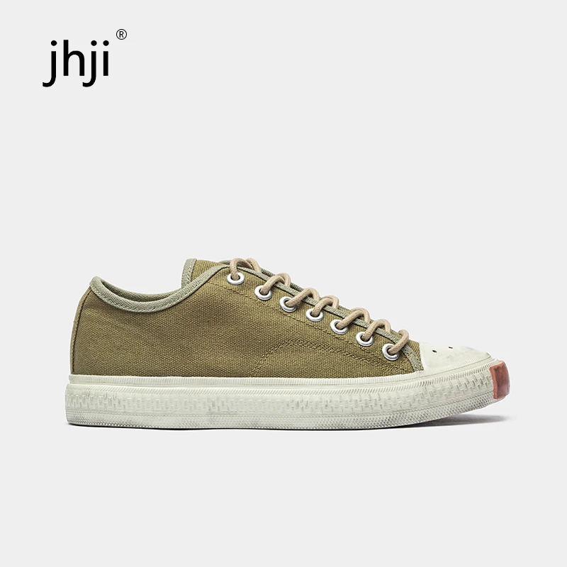 jhji丨手工做旧细节感不怕脏百搭低帮帆布女鞋-JS70017