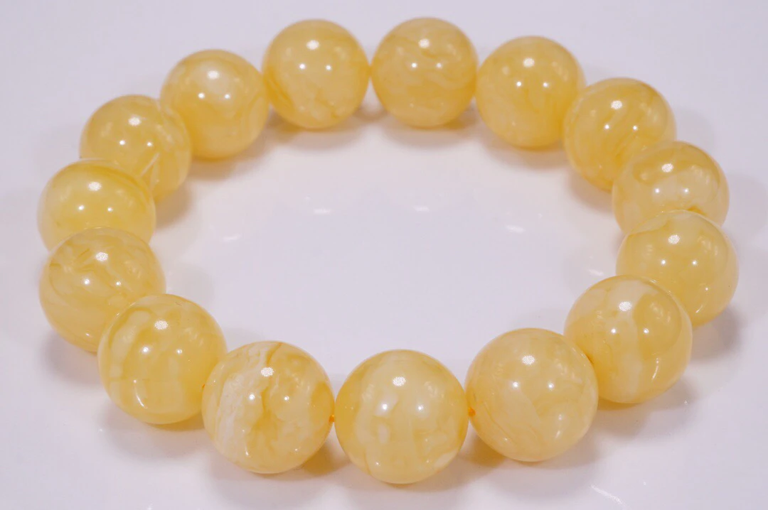 13mm俄料蜜蜡白花蜡圆珠手串 重21.6克 多样性发一条