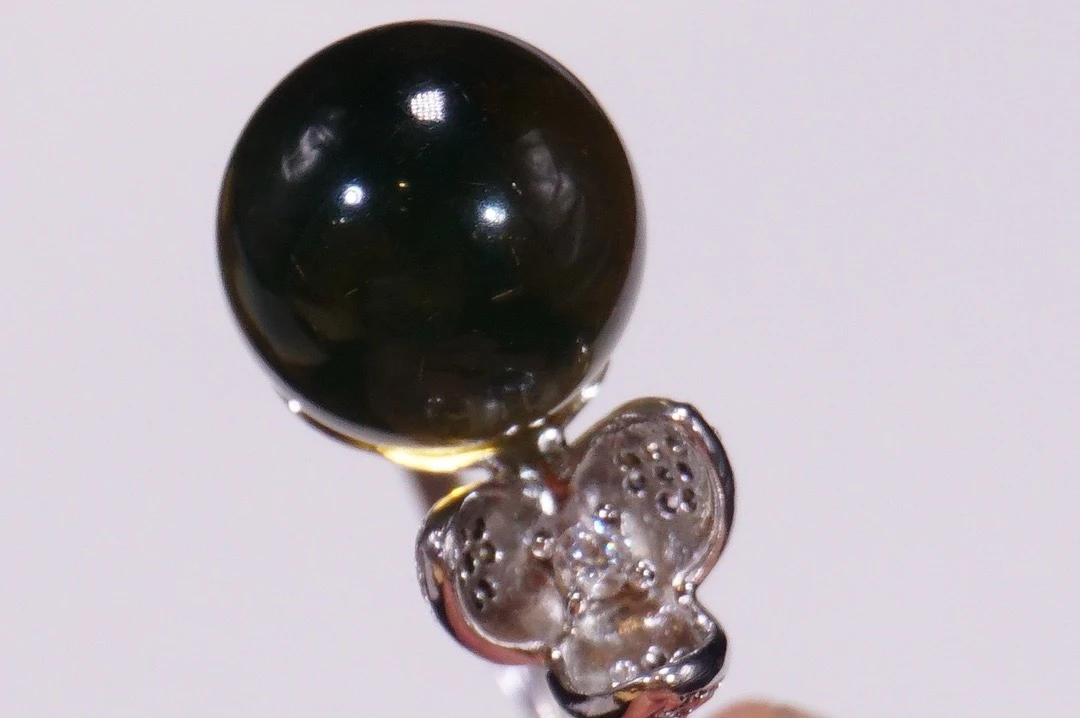 【蓝珀·戒指】11mm墨西哥银镶嵌蓝珀戒指