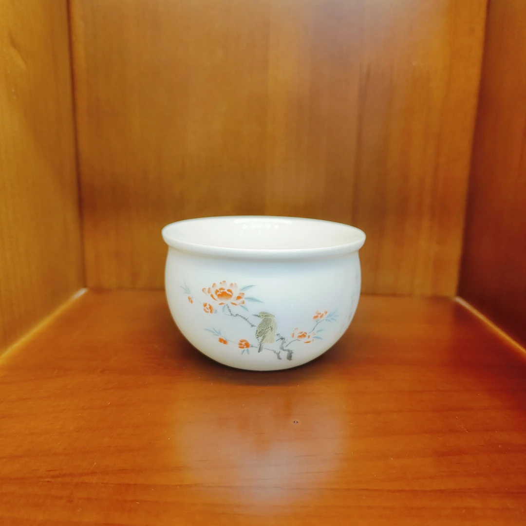 【闪购商品】桃花鸣春图陶瓷缸杯@@4506