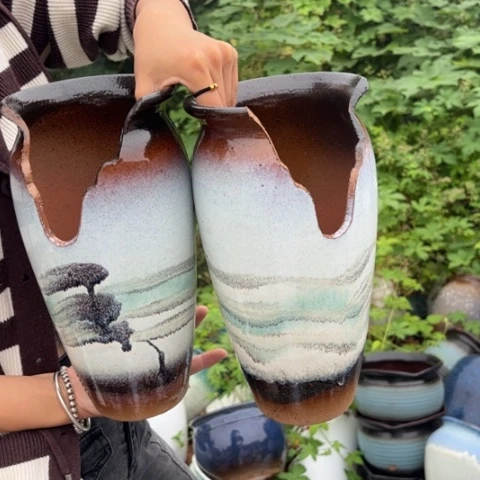 红陶20CM以下瑕疵高27口14