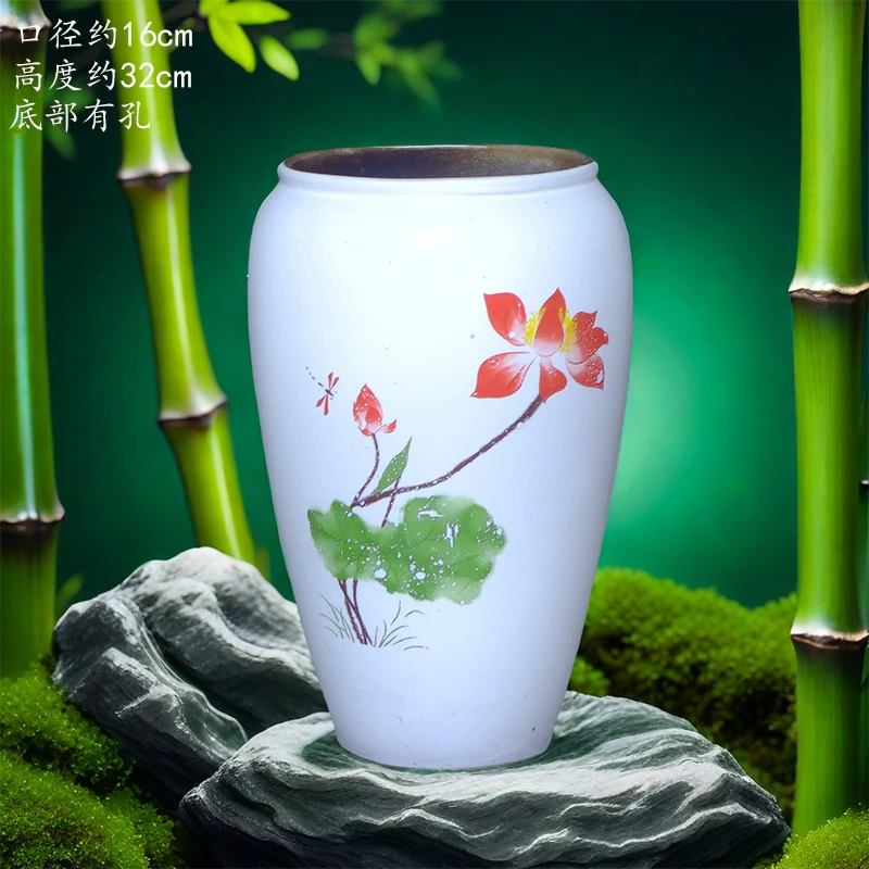 手绘荷花龙蛋口16高32