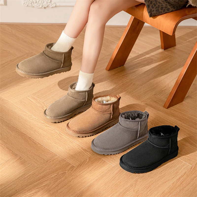 「Mini款」经典情侣低筒周冬雨羊皮毛一体时尚保暖加绒加厚雪地靴