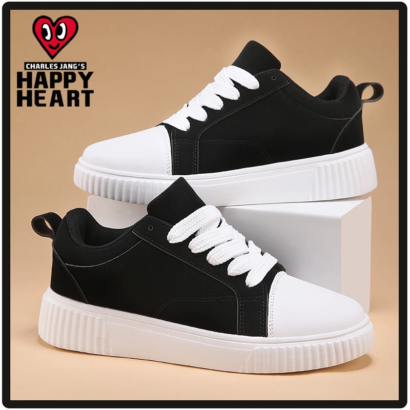 查尔斯桃心2024新款透气男鞋休闲帆布鞋简约百搭板鞋情侣个性潮鞋