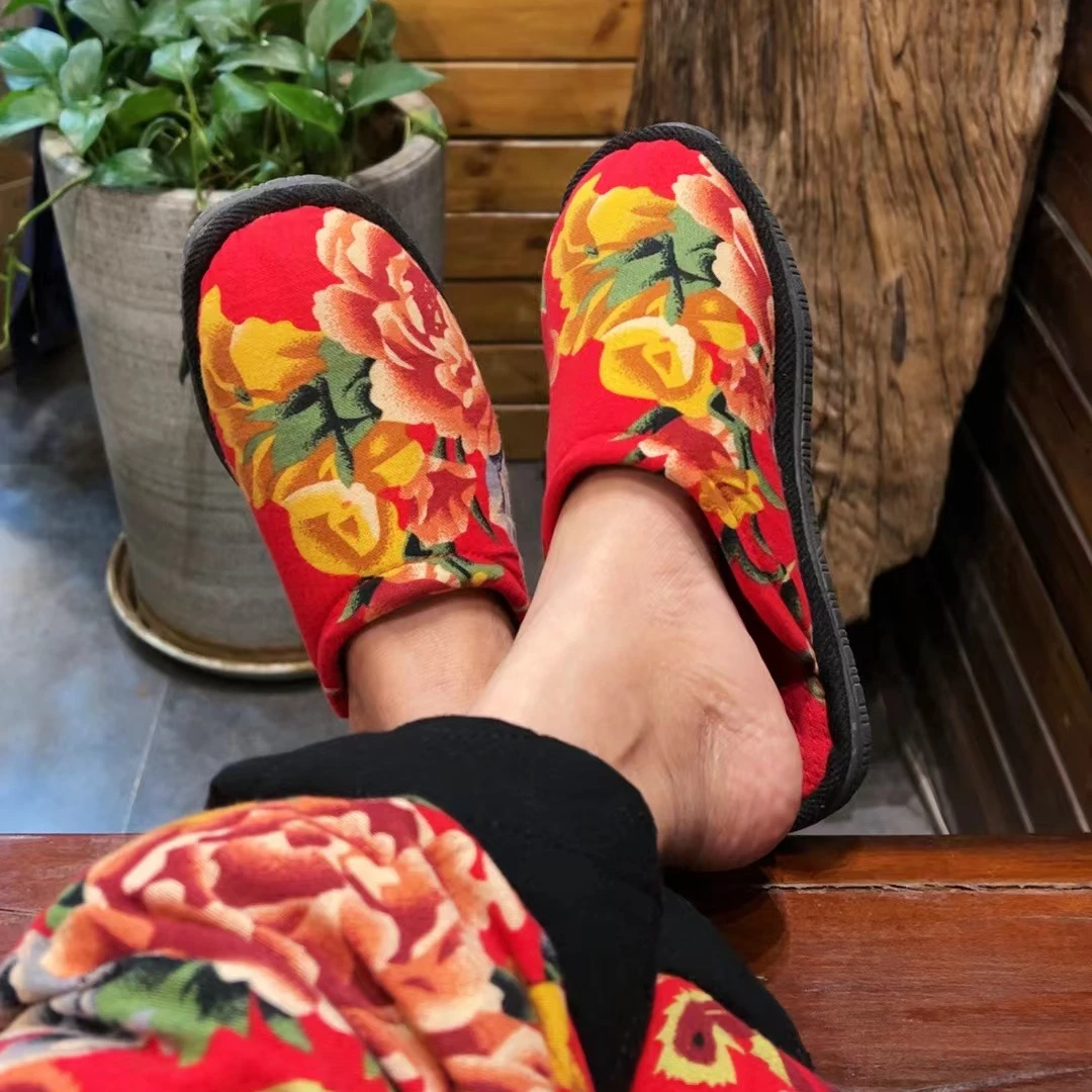 DONGSEN【東森家】设计师新款东北大花鞋拖