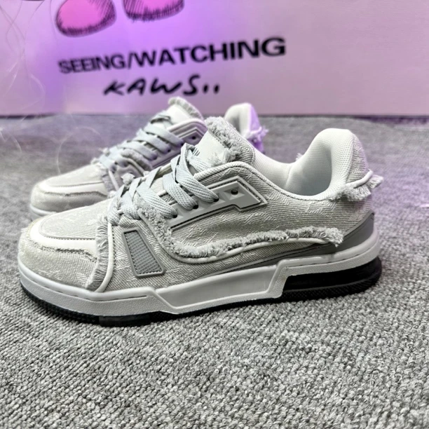 帆布流苏牛仔布须边复古面包鞋2024新款夏季情侣小众运动休闲板鞋