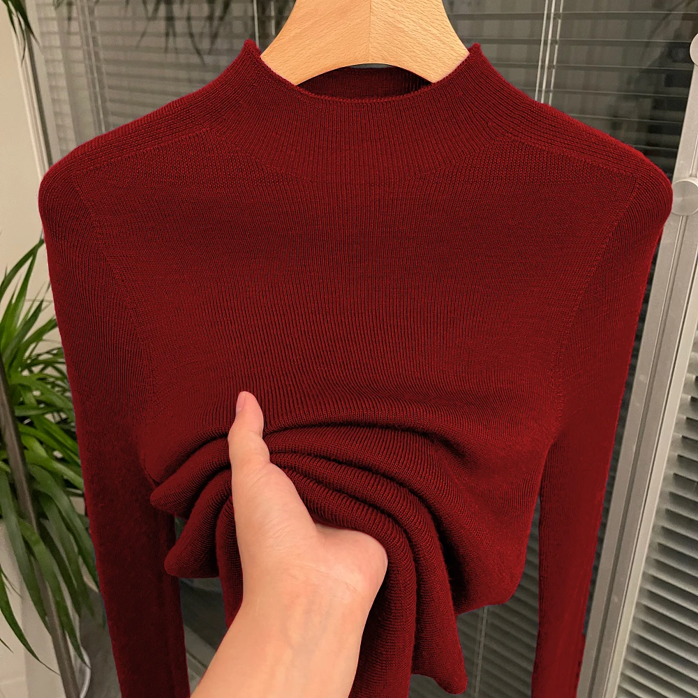 半高领针织打底衫女秋冬2025新款内搭毛衣修身显瘦软糯长袖上衣女