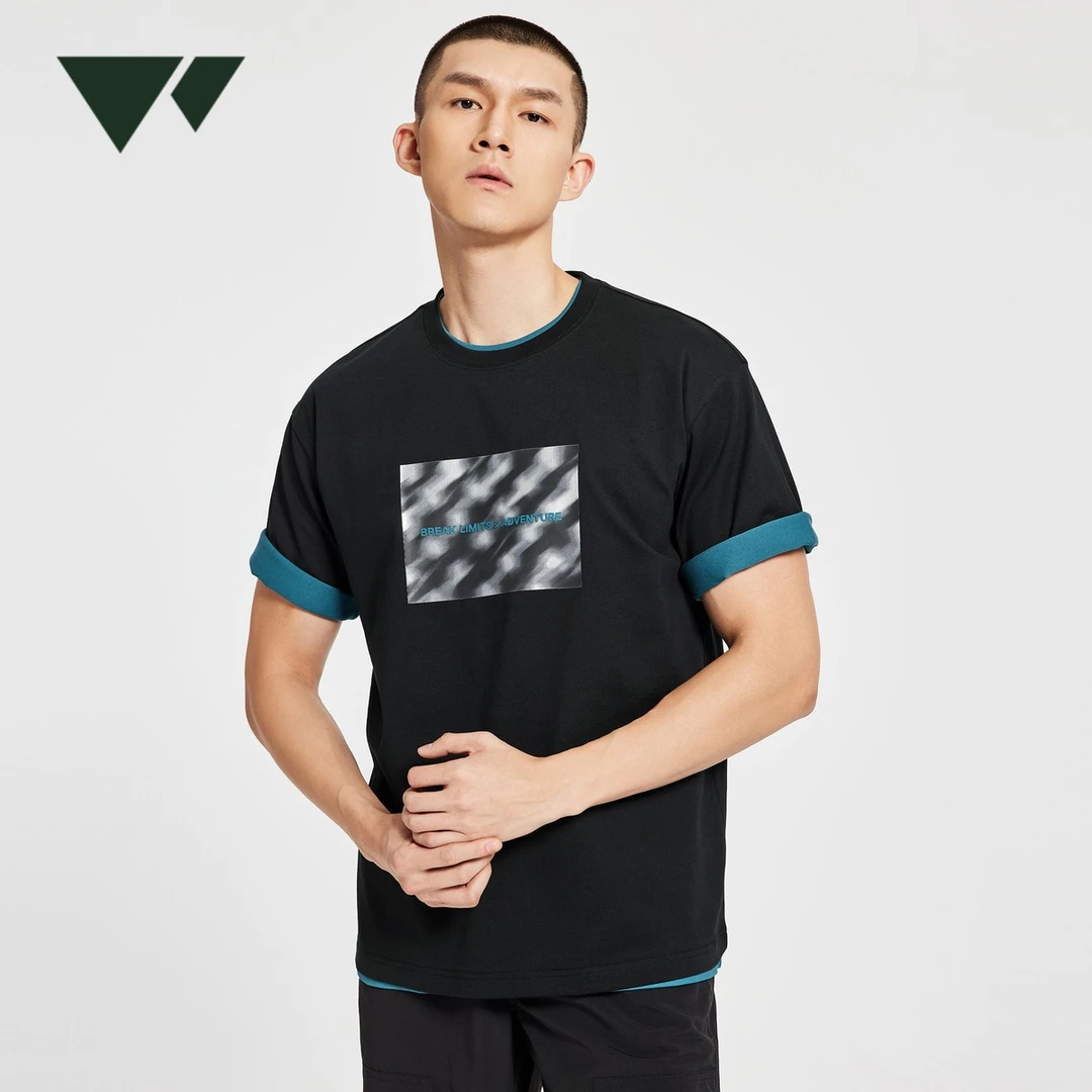 七匹狼男装圆领短袖T恤夏季重磅纯棉透气百搭舒适休闲印花男上衣