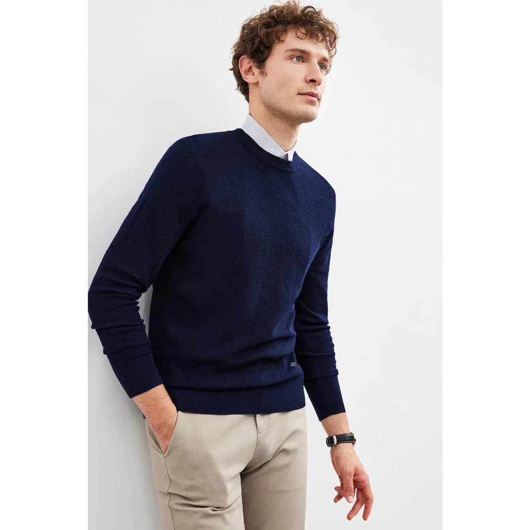 七匹狼羊毛衫男针织圆领长袖秋冬套头衫打底衫保暖毛衣长新年新衣