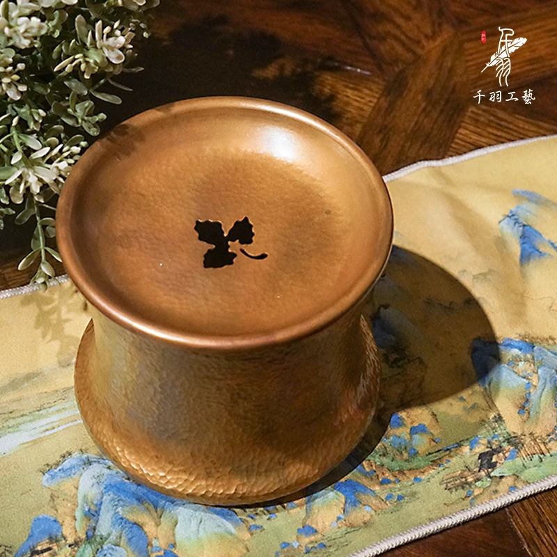 【紫铜茶具】枫叶壶承建水水洗茶渣桶笔洗茶钵干果盘加厚精品茶具