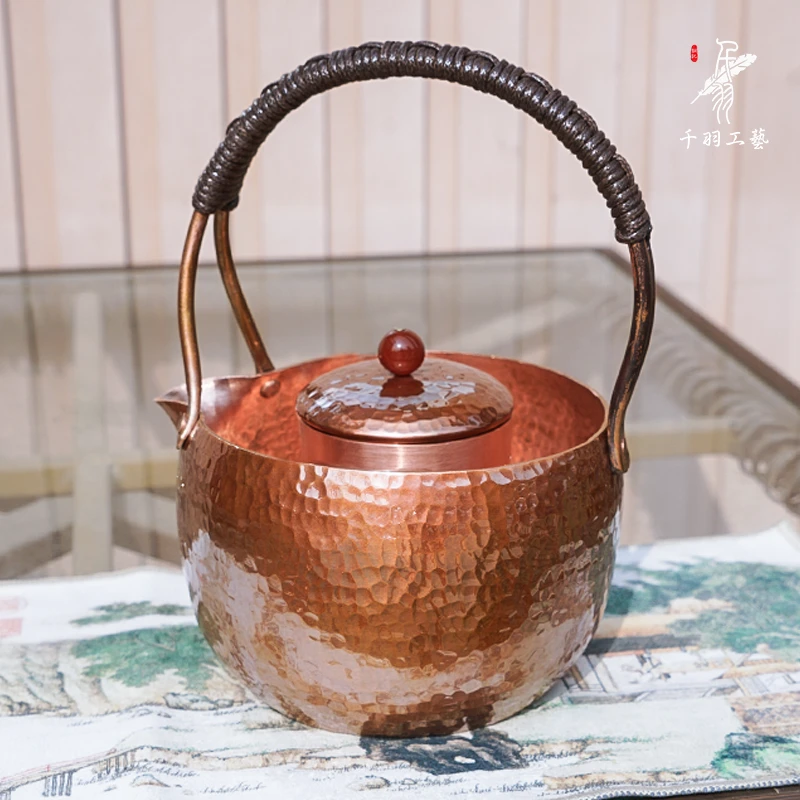 【紫铜茶具】提篮煮茶器茶仓可拆800ml手工锤纹加厚精品茶具茶道