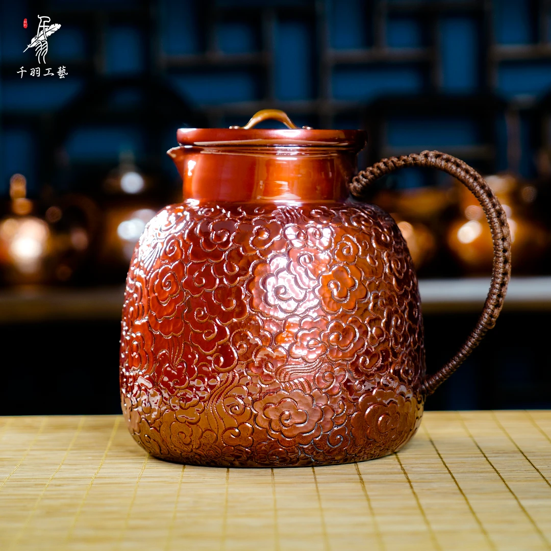 【紫铜茶具】1700ML晾水壶冷水壶凉水壶大容量手工锤纹加厚精品茶具