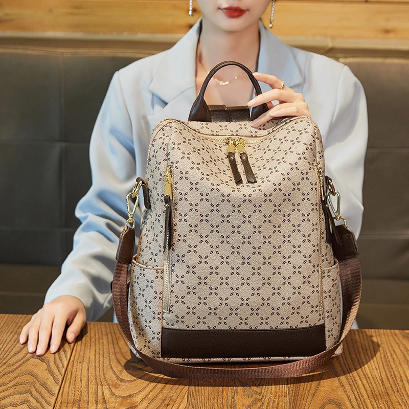 双肩背包女2024新款时尚大容量超火高级感潮流旅行休闲复古背包