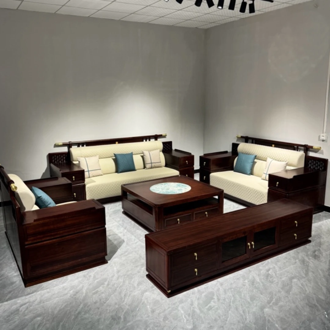 现代客厅新中式实木沙发组合套装