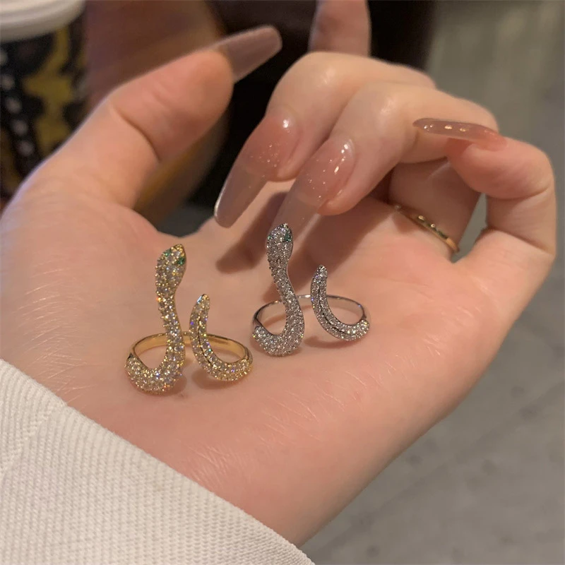 饰忆客 铜合金戒指 气质蛇形开口戒指女ins网红小众设计高级指环