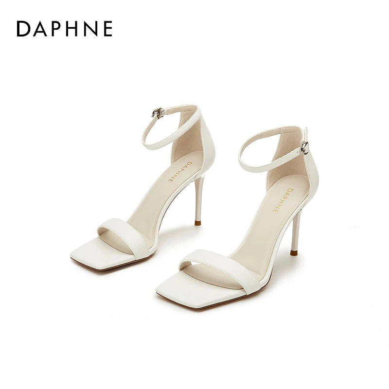 达芙妮一字带方头凉鞋女鞋2025新款夏季法式不累脚外穿细跟高跟鞋