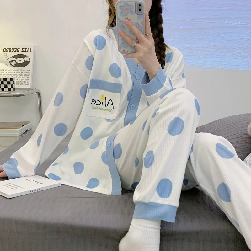 春秋孕妇哺乳睡衣产后月子服长袖孕妇棉质家居4月5月孕妇坐月子服