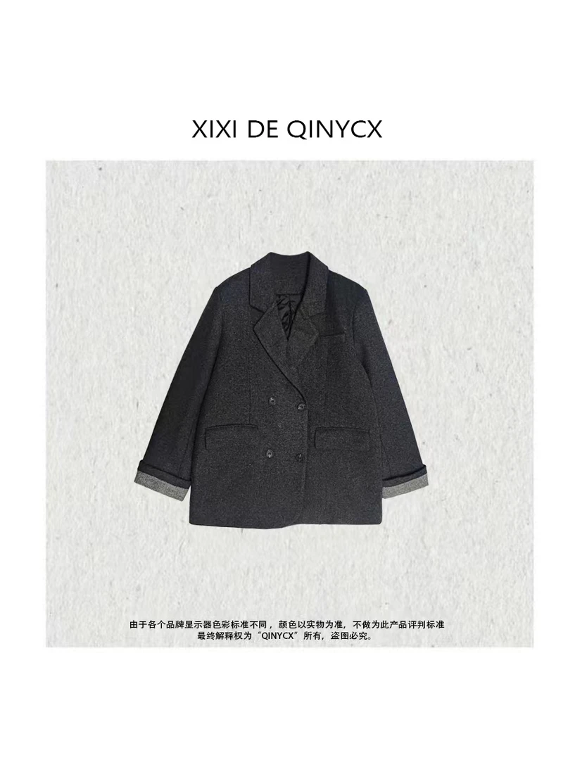 溪溪家-西装羽绒外套 冬季设计感白鸭绒外套